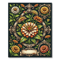 Ornate Floral Gold Zinnia Medallion Rug