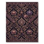 Elegant Violet Floral Damask Scroll Rug