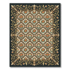 Golden Orange Rose Lattice Border Rug