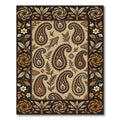 Golden Paisley Fish Ink Illustration Rug