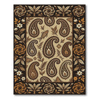 Golden Paisley Fish Ink Illustration Rug
