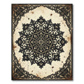 Ornate Black Cream Baroque Medallion Rug
