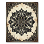 Ornate Black Cream Baroque Medallion Rug