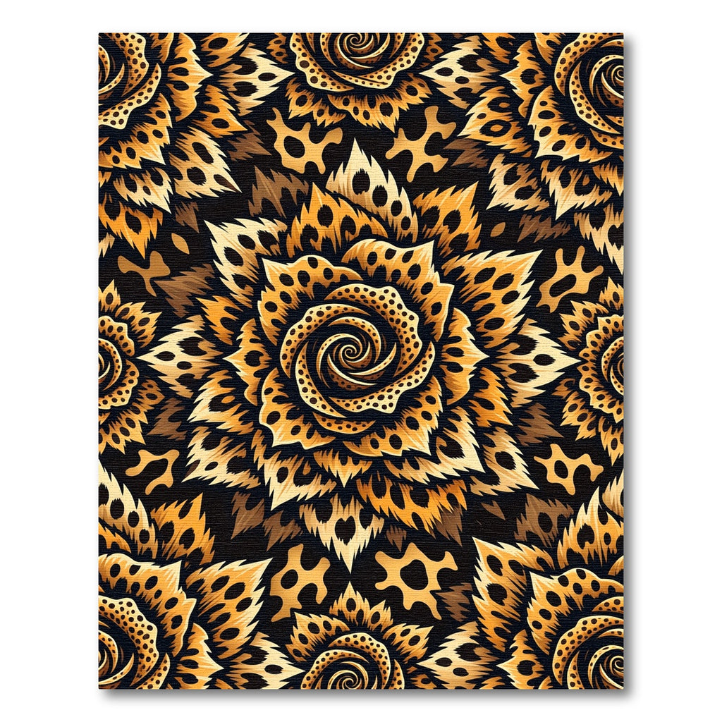 Bold Leopard Rose Bloom Rug