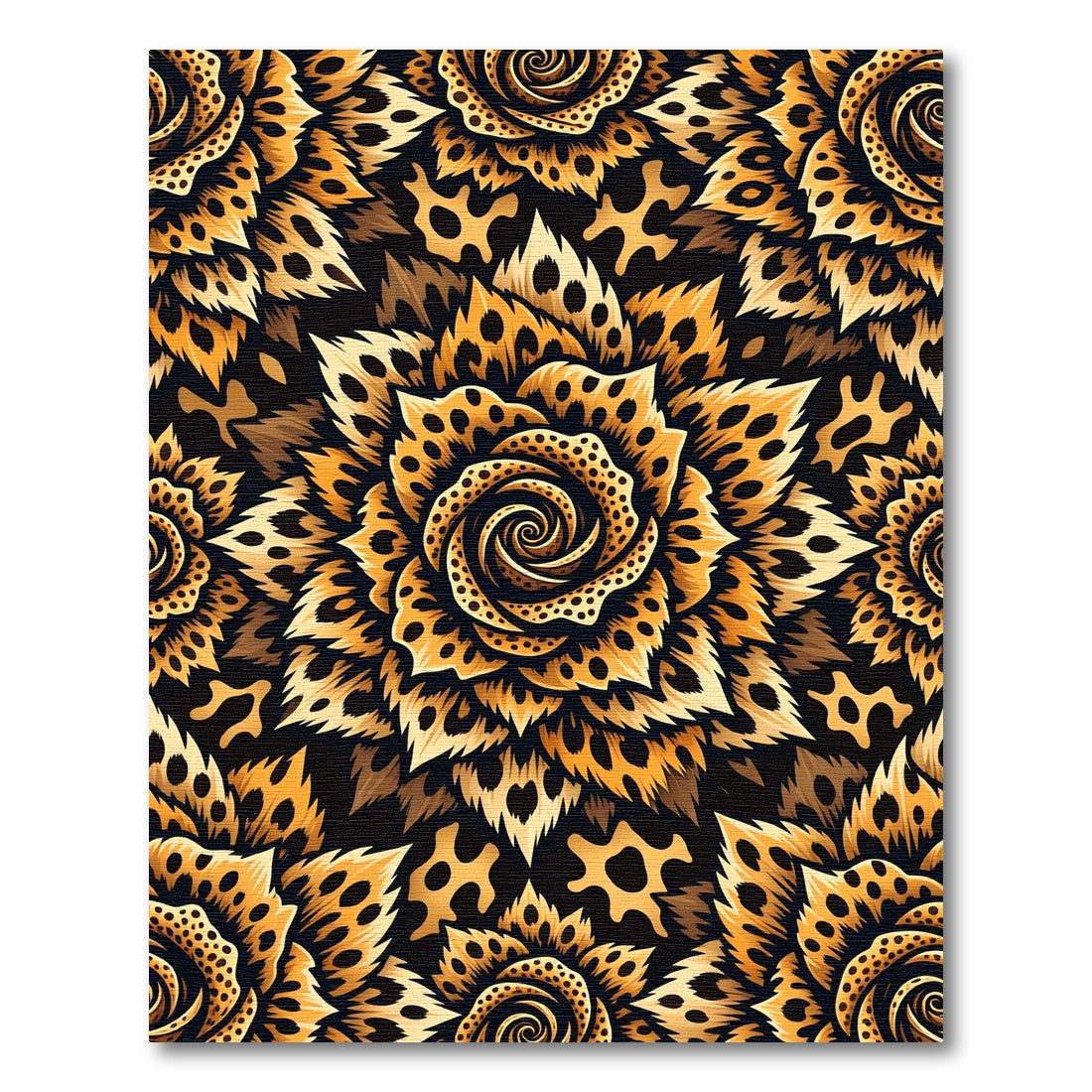 Bold Leopard Rose Bloom Rug