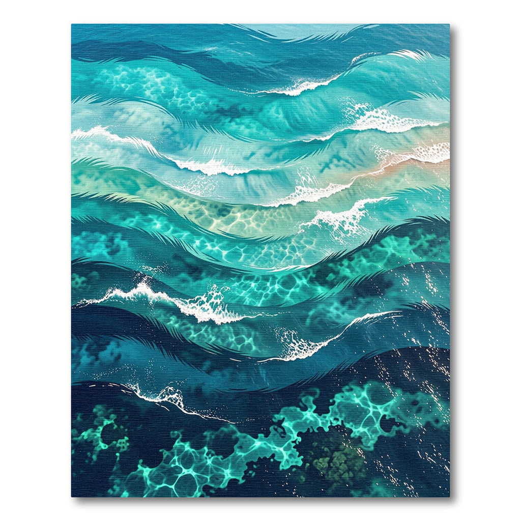 Ocean Waves Abstract Turquoise Teal Rug
