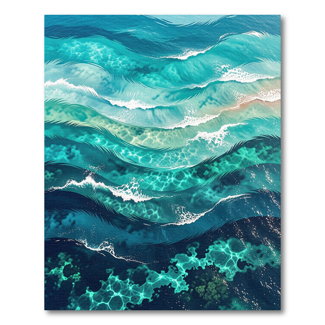 Ocean Waves Abstract Turquoise Teal Rug