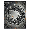 Monochromatic Ornate Baroque Floral Wreath Rug