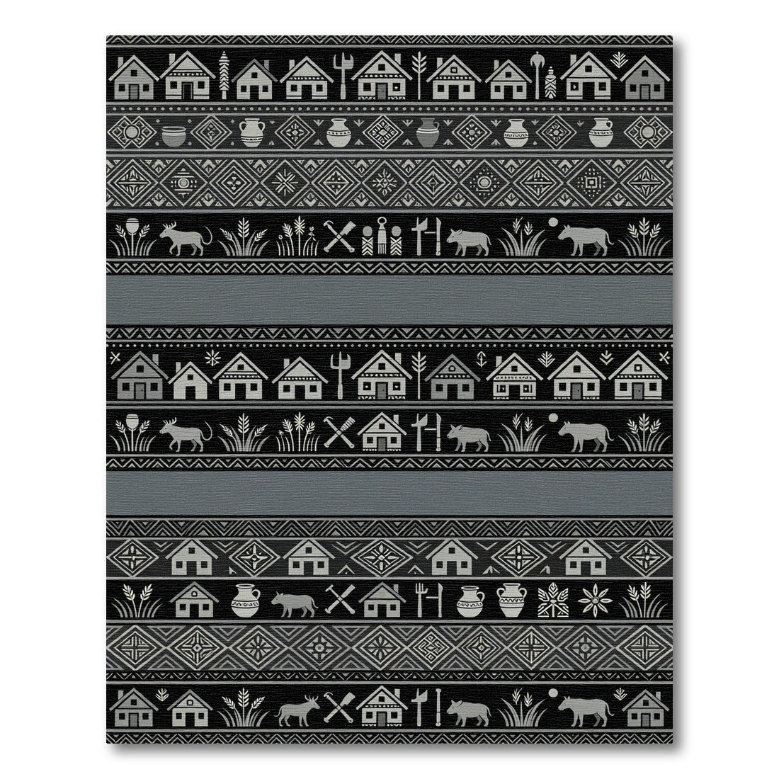 Tribal Village Homes Geometric Pattern Rug
