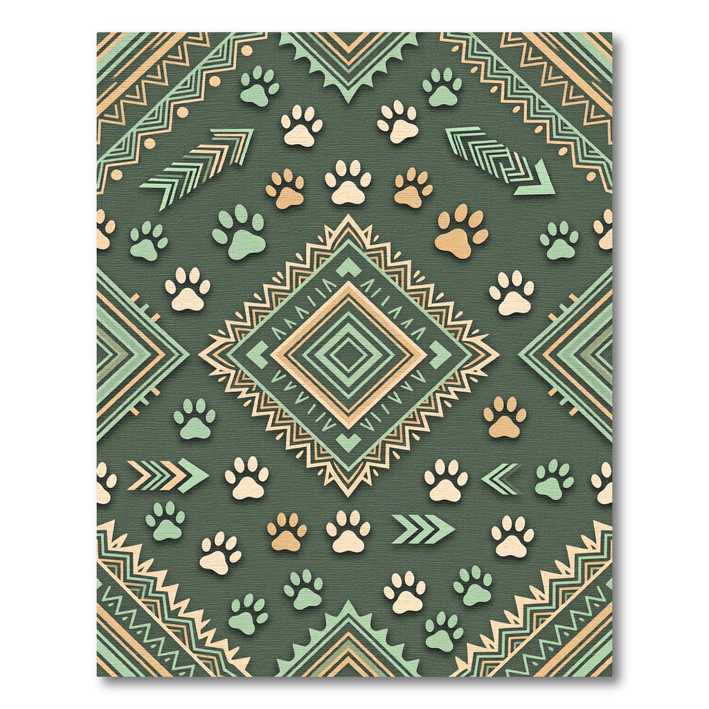 Sage Green Geometric Boho Paw Rug