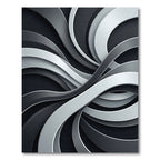 Modern Monochrome Swirling Abstract Flow Rug