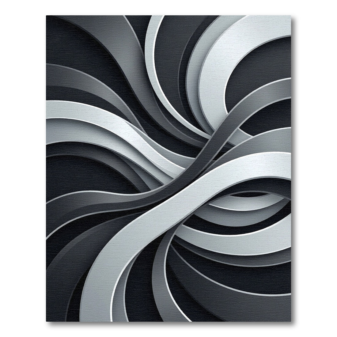 Modern Monochrome Swirling Abstract Flow Rug