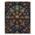 Golden Celestial Mandala Navy Medallion Rug