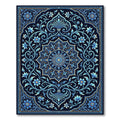 Ornate Sapphire Floral Medallion Scroll Rug