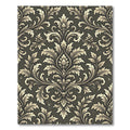 Elegant Charcoal Damask Scroll Foliage Rug