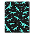 Aqua Dinosaurs and Fossils Scattered Rug