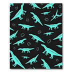 Aqua Dinosaurs and Fossils Scattered Rug