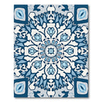 Deep Blue Snowflake Mandala Rug