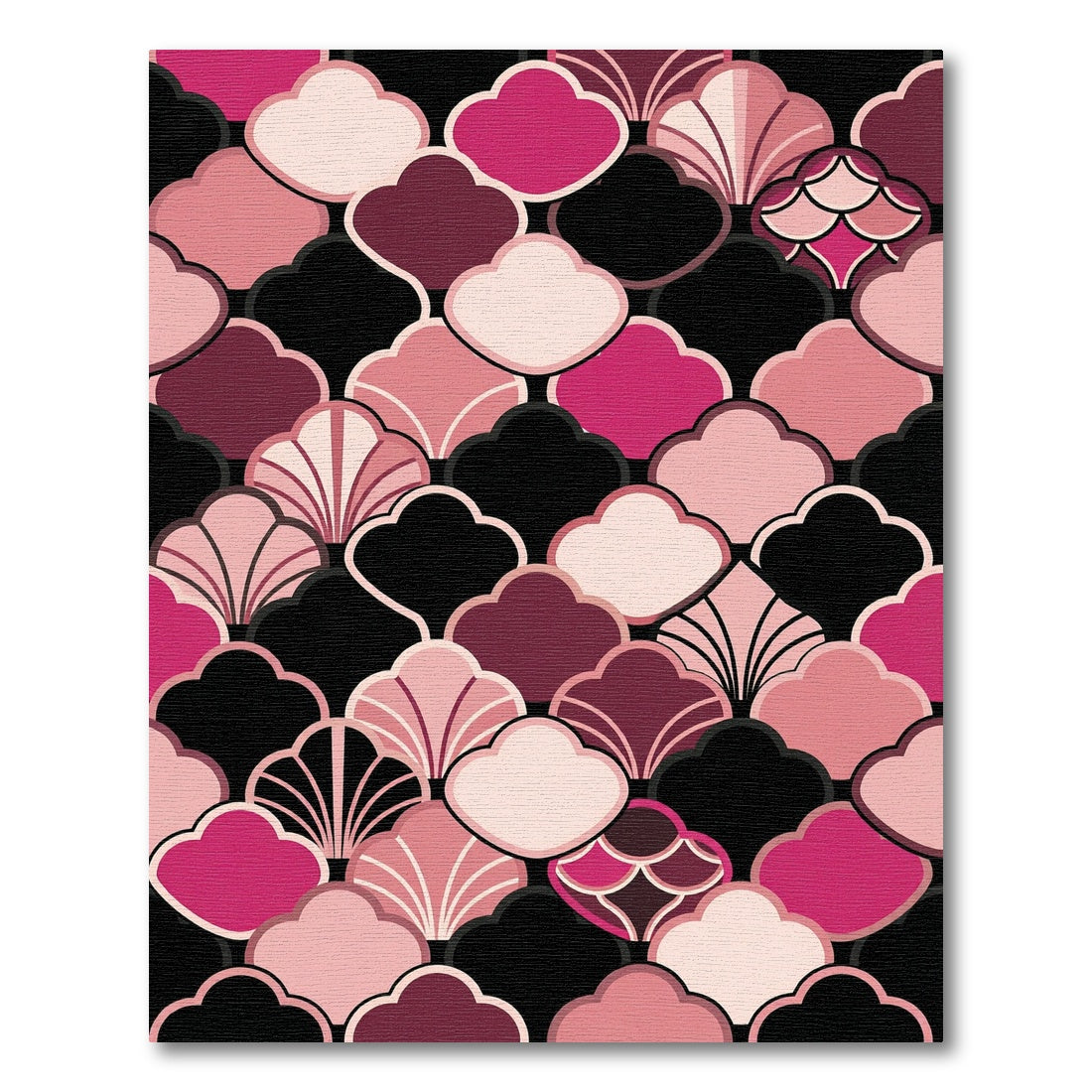Art Deco Pink Scalloped Fan Rug
