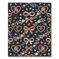 Coral Bows Hearts Floral Swirl Rug