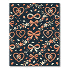 Coral Bows Hearts Floral Swirl Rug