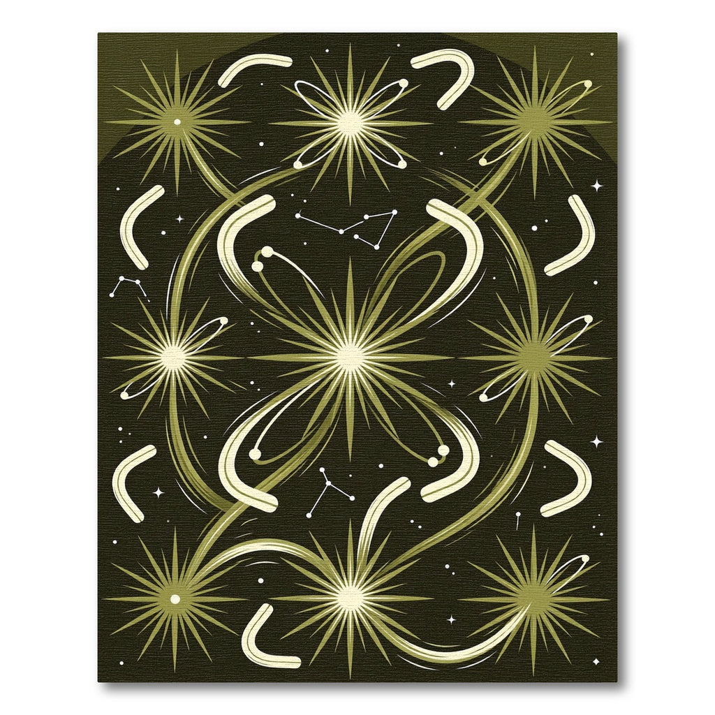 Olive Celestial Starry Constellation Area Rug