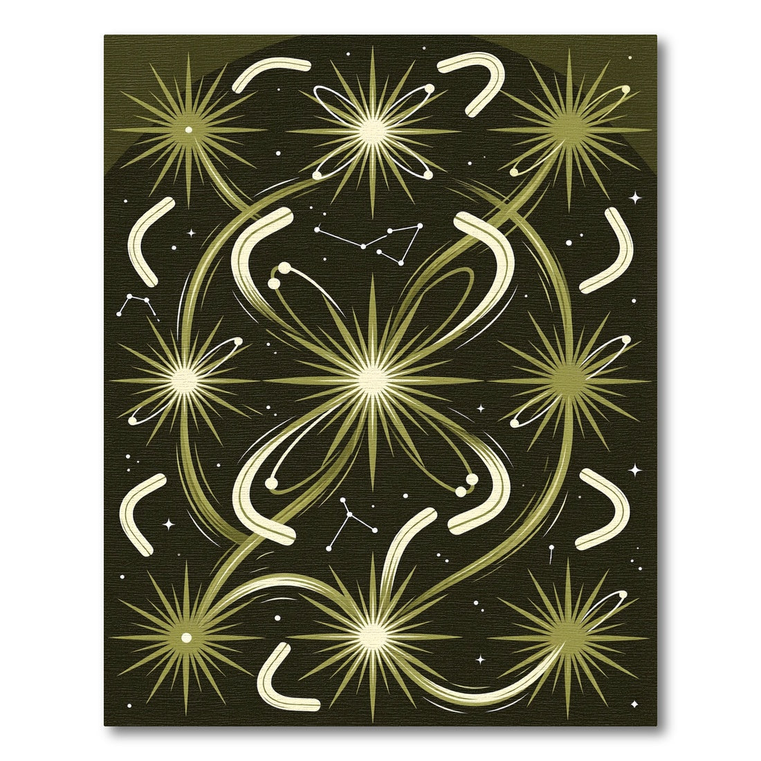 Olive Celestial Starry Constellation Area Rug