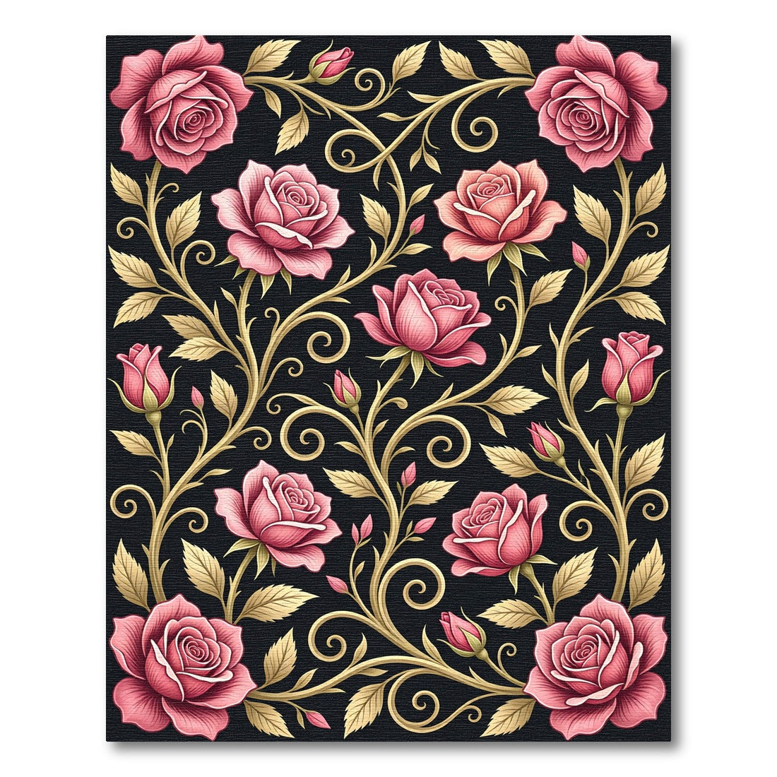 Vintage Pink Rose Golden Swirl Rug