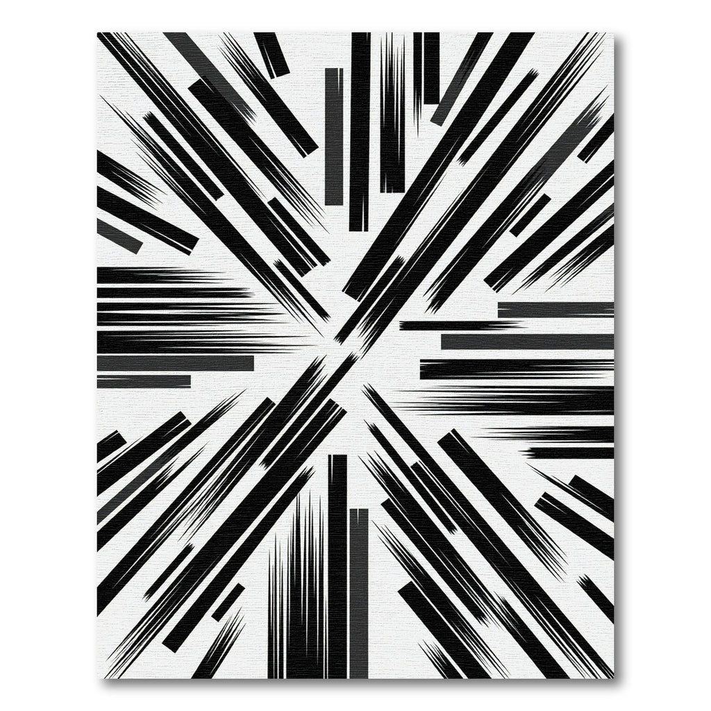 Modern Monochrome Abstract Sharp Linear Rug