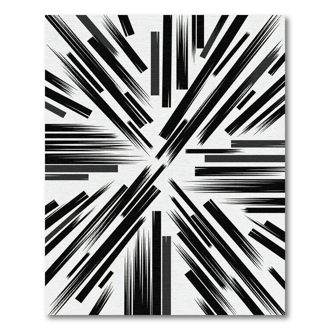 Modern Monochrome Abstract Sharp Linear Rug