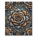 Elegant Bronze and Slate Floral Rose Rug