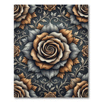Elegant Bronze and Slate Floral Rose Rug