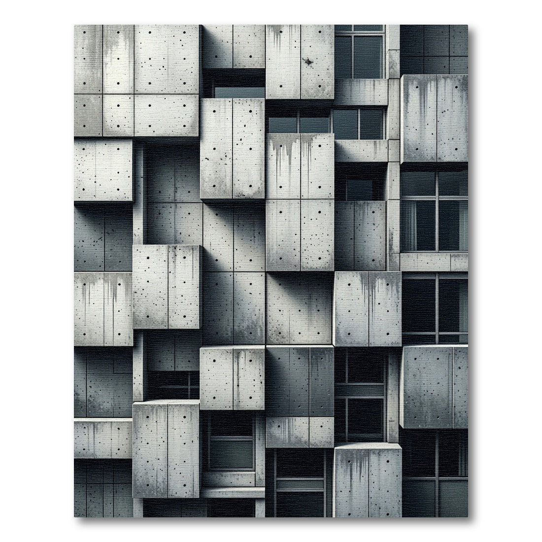 Retro Concrete Architectural Blocks Rug