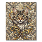 Ornate Golden Cat Baroque Rug