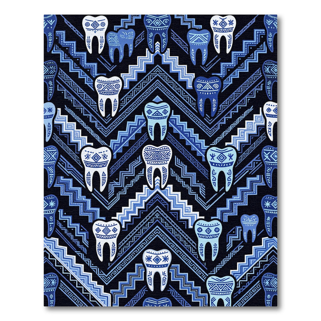 Blue Tooth Tribal Aztec Pattern Rug