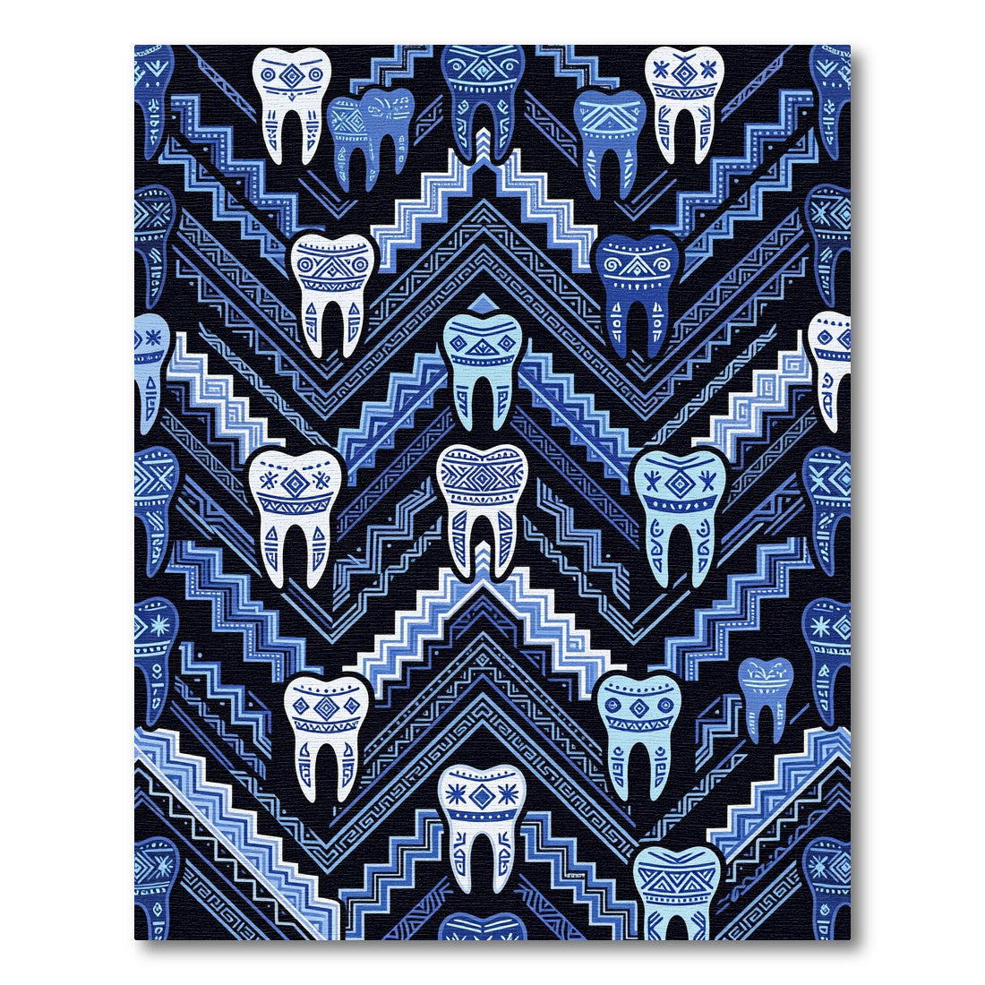 Blue Tooth Tribal Aztec Pattern Rug