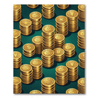 Golden Stacks of Currency Wealth Rug