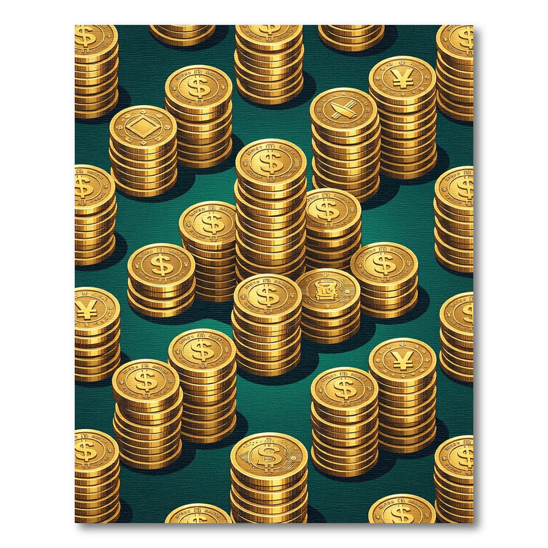 Golden Stacks of Currency Wealth Rug