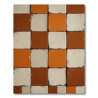 Earthy Burnt Orange Cream Checkerboard Rug