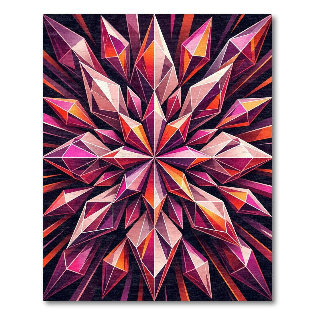 Radiant Pink Geometric Crystal Star Rug