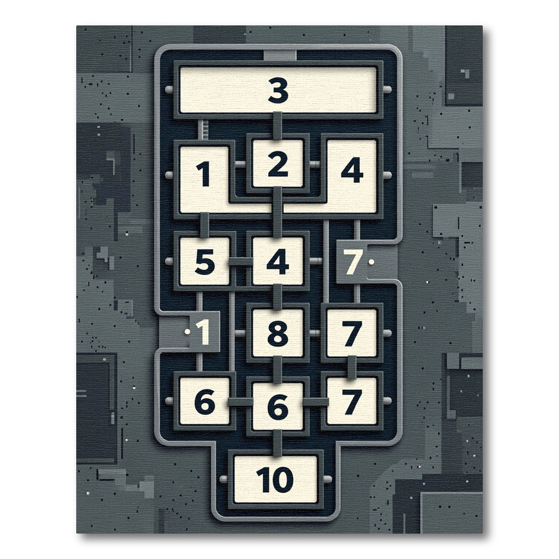 Industrial Charcoal Gray Geometric Tech Grid Rug