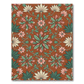Terracotta Fish and Botanical Foliage Medallion Rug