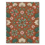Terracotta Fish and Botanical Foliage Medallion Rug