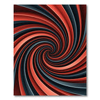 Crimson and Charcoal Abstract Vortex Rug
