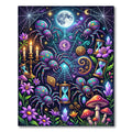 Neon Spider Web Celestial Mystic Moon Rug