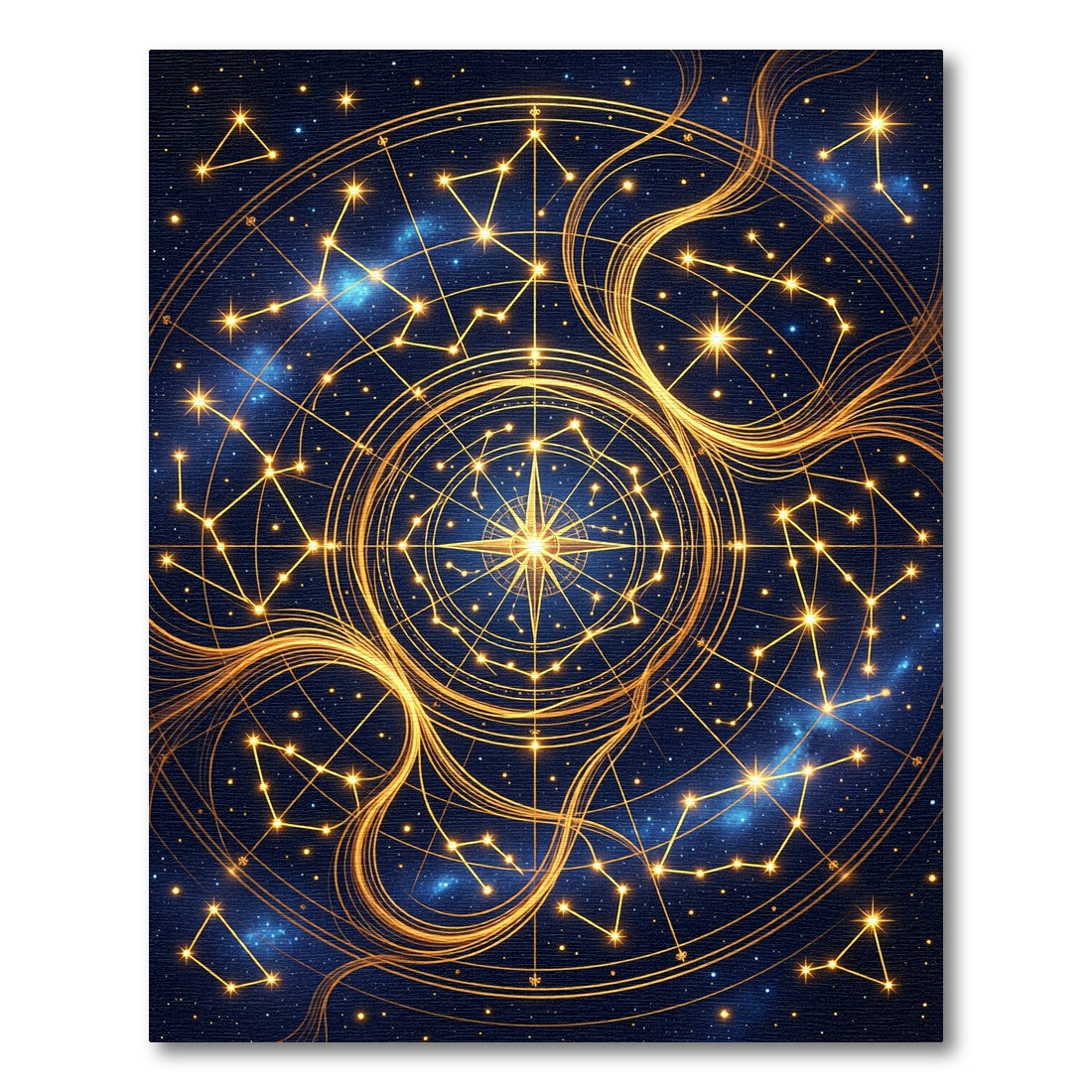 Celestial Golden Constellation Astral Map Rug