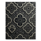 Elegant Charcoal Geometric Arabesque Lattice Rug