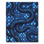 Electric Blue Serpentine Geometric Diamond Art Rug