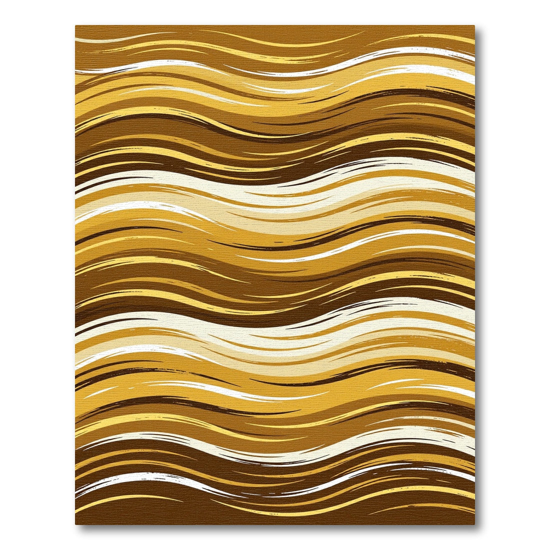 Cozy Golden Brown Wavy Horizontal Lines Rug