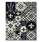 Black White Lavender Fleur De Lis Medallion Rug